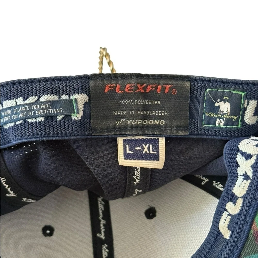William Murray Flex Fit Size L-XL Navy Blue With Plaid inside Lined Bill Golf